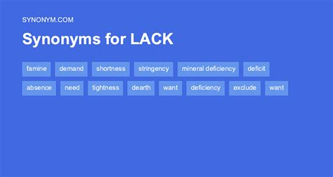 Understand the difference between Misery and <b>Lack</b>. . Lack synonym